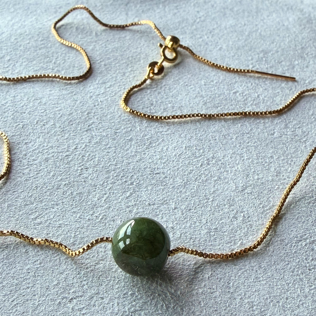Vidde - Jade bead on gold vermeil necklace