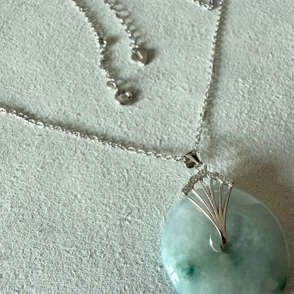 Fjord - Icy green tone jade disc